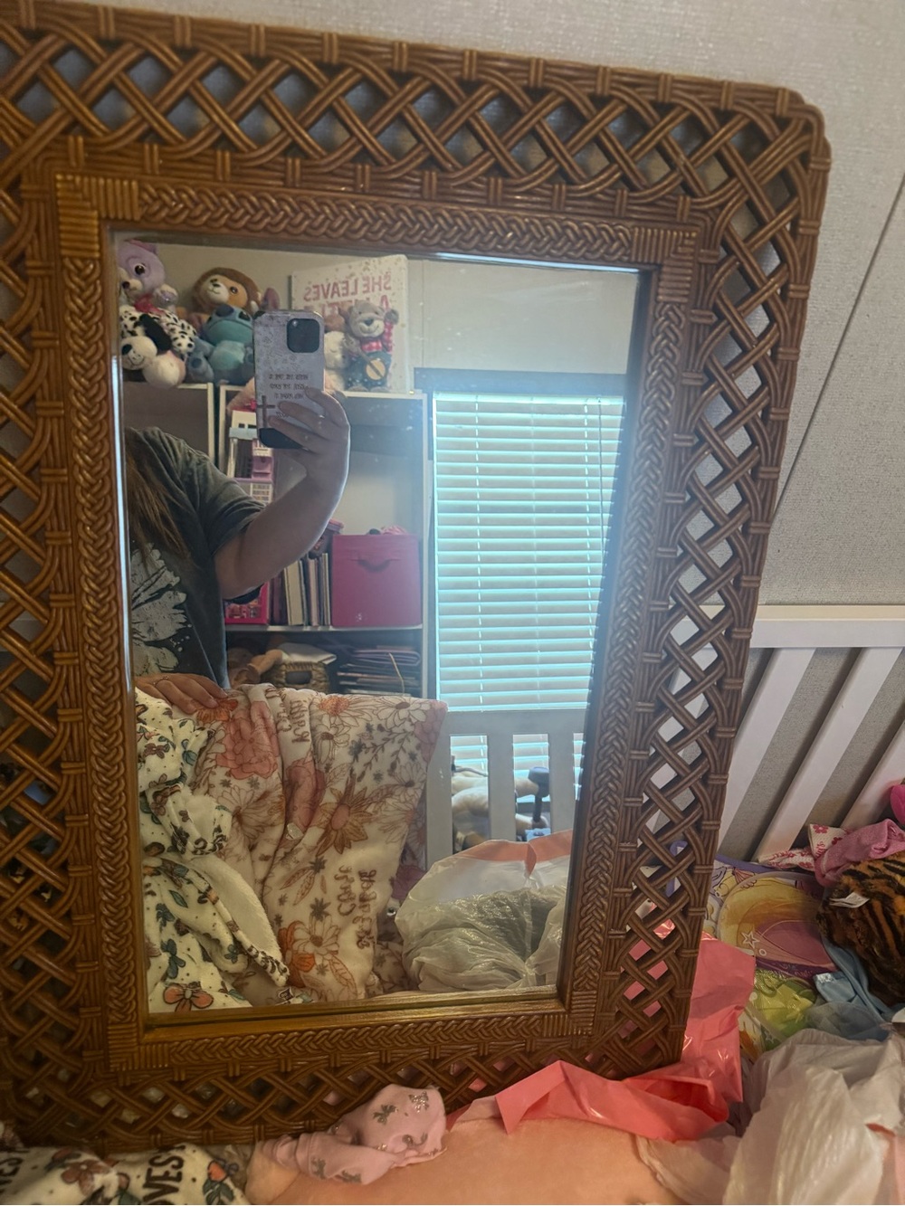 Woven Rattan Decorative Wall Mirror - Brown - 1970s vintage